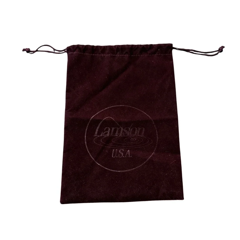 Lamson USA Burgundy Velvet Drawstring Pouch Reel Bag Small Storage 3j2